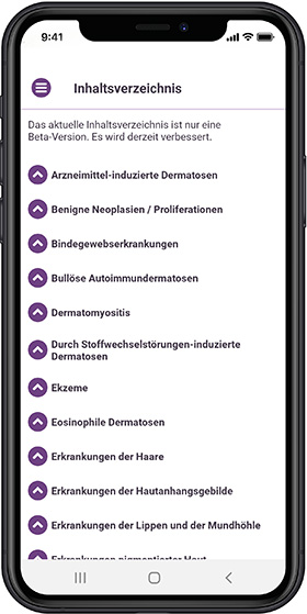 Bild der App: Inhaltsverzeichnis