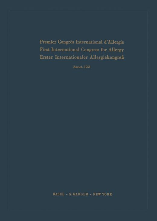 Cover 1952: International Congress for Allergy